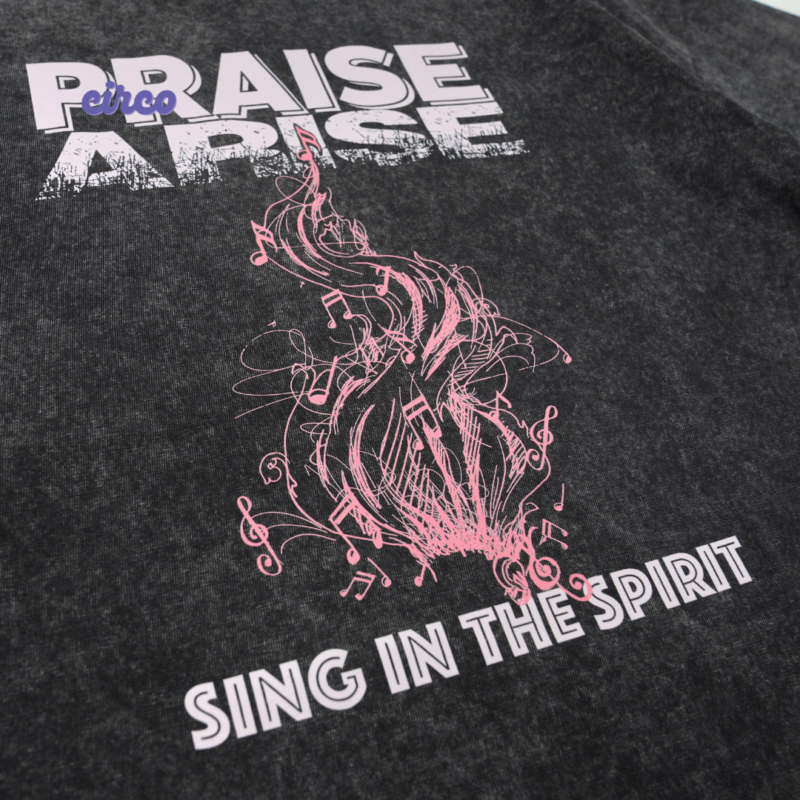 洗水t shirt, 彩色燙印圖案