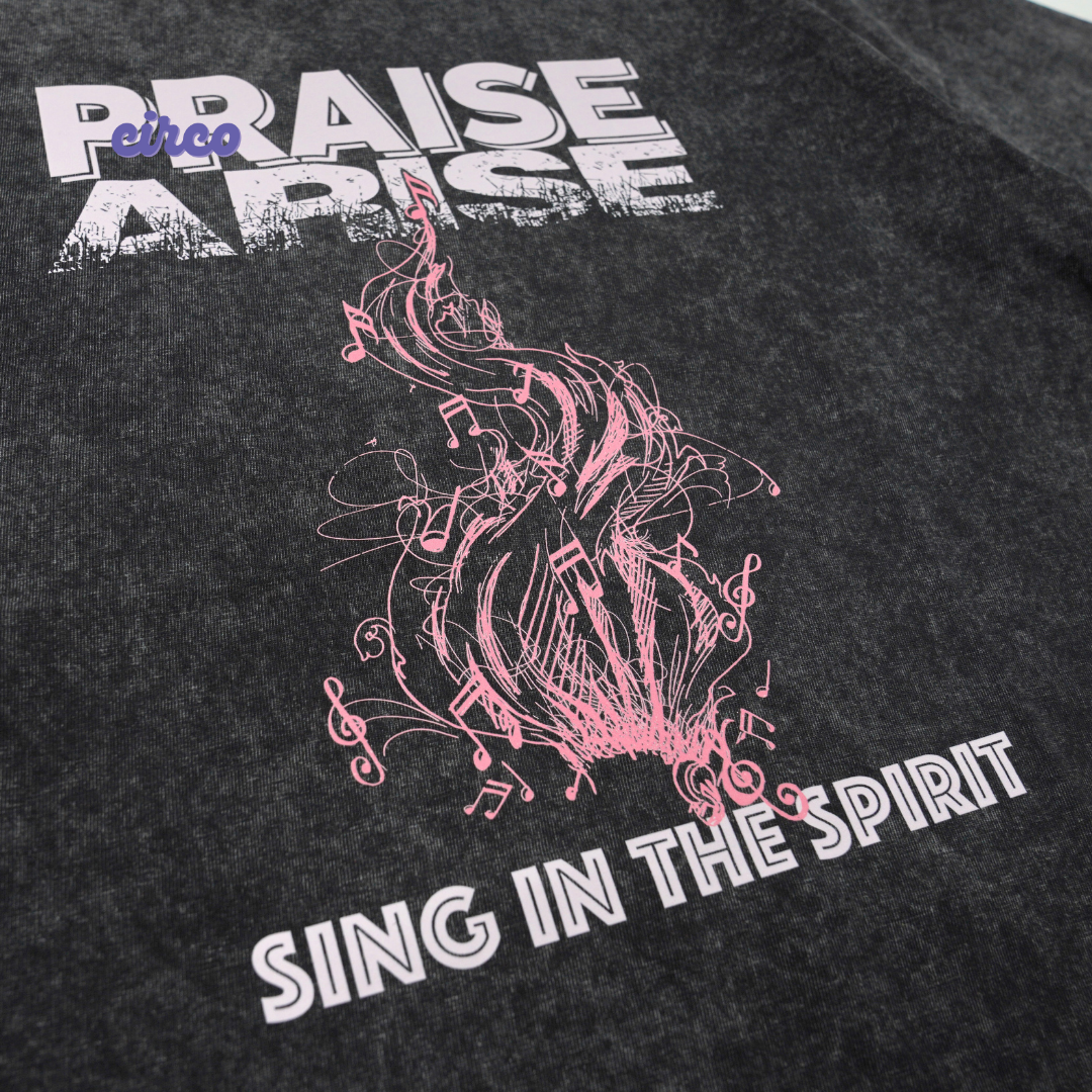 洗水t shirt, 彩色燙印圖案